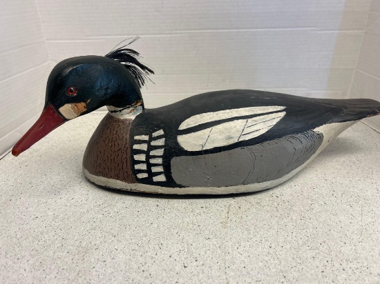 vintage folk art carved merganser duck decoy