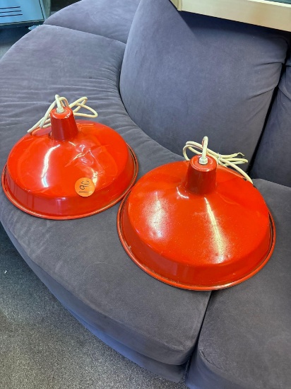 Red enamel pendant lights