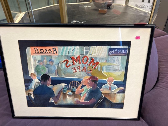 framed Moms Cafe artwork