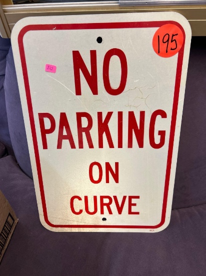 no parking on curve metal sign