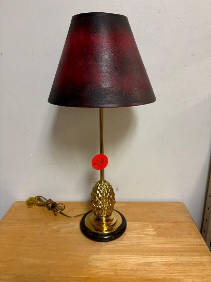 Brass acorn lamp with marble base