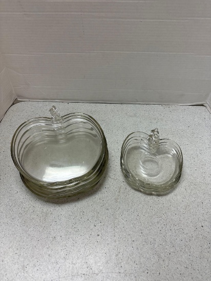 10 pieces glass apple plates and saucers