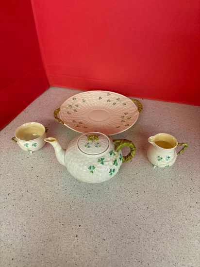 Four piece BELLEEK Tea set