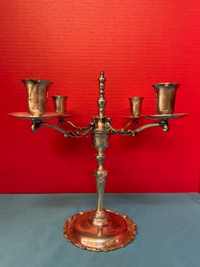 LM Sterling Silver Heavy Mexico City Barque Candelabra 1084 grams
