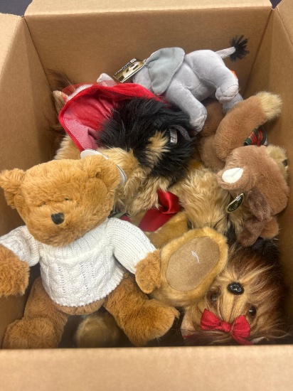 large box and stuffed animals