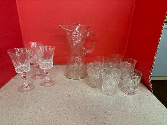 Crystal pitcher and glasses