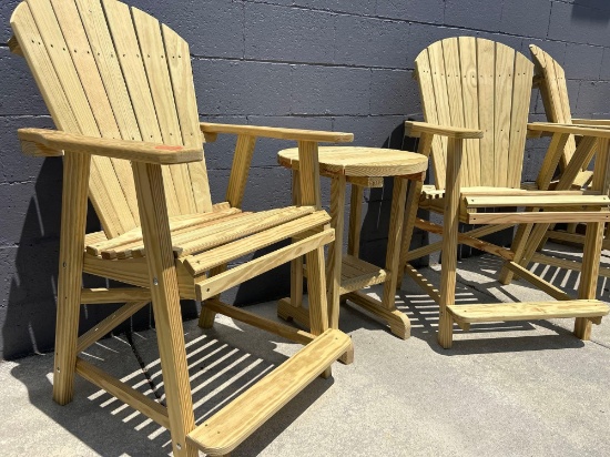 3 pc set High top chair balcony loungers with table set