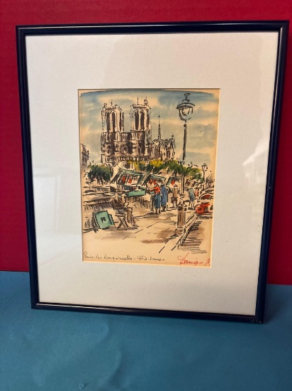 framed lithograph print Notre Dame Paris