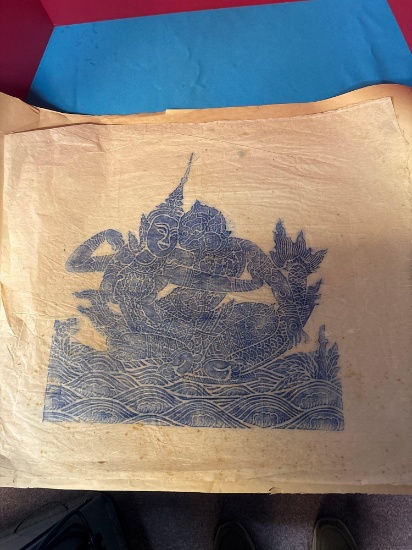 Art Charcoal Rubbing of Thai Siam Temple