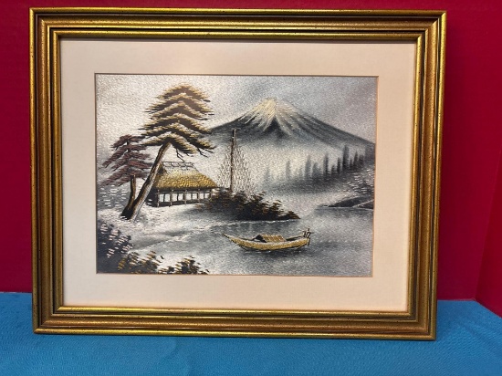 Art Japanese Silk embroidery Mount Fuji