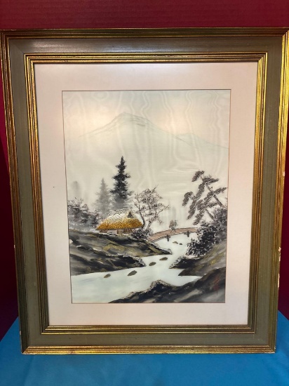 framed Asian embroidered art