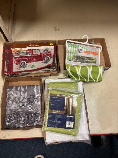 New linens, including runners and shower curtains, curtains