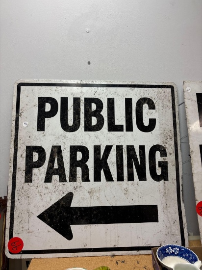 public parking metal sign