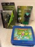 teenage mutant ninja turtles lunch box, dc comics super villains power ring action figure mint in