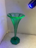 uranium glass vase 9 inches tall