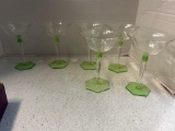 6 uranium glass wine stems