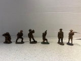 6 auburn rubber toy soldier World War Two
