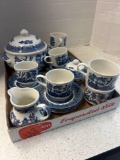 Churchill blue Willow England, dinnerware