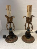 pair of 1920s gold painted boudoir lamps