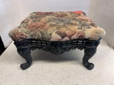 vintage cast iron footstool with tapestry