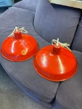 Red enamel pendant lights