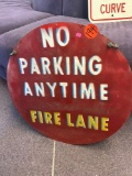 no parking anytime fire lane vintage sign metal