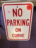 no parking on curve metal sign