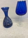 art deco, cobalt blue glass