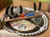 three little Whitetail pocket knives and two Delta Ranger pocket knives with plate