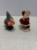 Glitter elf and Carol Lobser Pottery Santa Claus