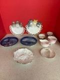 WestMoreland milk glass owl and cat plates