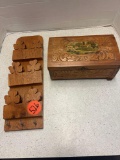 wooden clover hanger and trinket box missing leg