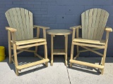 3 pc high top balcony lounger set chairs w/ table