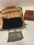 antique/vintage handbags and German silver and crystal egg