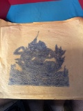 Art Charcoal Rubbing of Thai Siam Temple