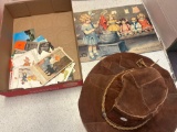 Western hat, a busy day in dollville sign and vintage postcards