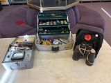 Tacklebox, Binoculars, Vintage eye tester