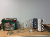 Christmas dinnerware set, Coffee mugs, Glass items