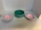 pair of Hull ashtrays and McCoy aqua planter