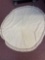 Round linen tablecloth with crocheted edge