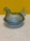 Fenton blue hobnail hen on nest