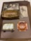 Brass trinket boxes, Brass napkin holder, Copper ashtray