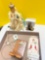 antique chalkware and cross decoration