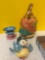 Chalkware lady, lefton bluebird wall pocket, Kreiss psycho ceramics ash tray