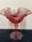 Fenton cranberry pink ruffled edge, compote, or candy dish