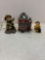 Lighted fire house and 2 firefighter bears