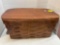 vintage 1950s antique woven splint hinged lid picnic basket