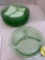 set of 9 vintage depression, glass uranium green glass divided Grill plates
