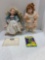 2 porcelain dolls and a go fish card game