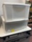 two plastic storage bins